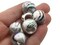 10 17mm Large Hole Macrame Black and White Marbleized Round Plastic Beads